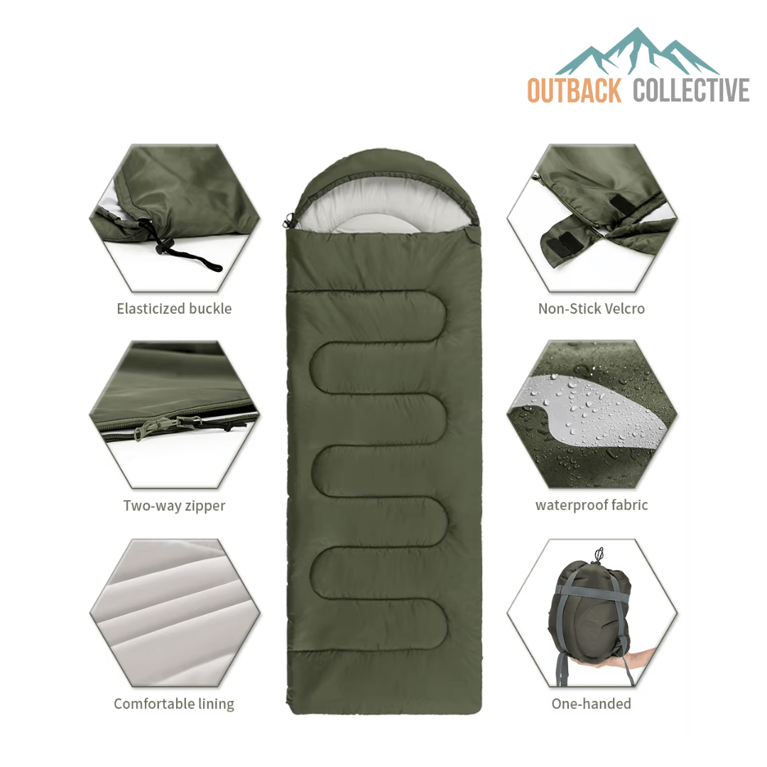 Ultralight Sleeping Bag - OutBack CollectiveGreen - Left